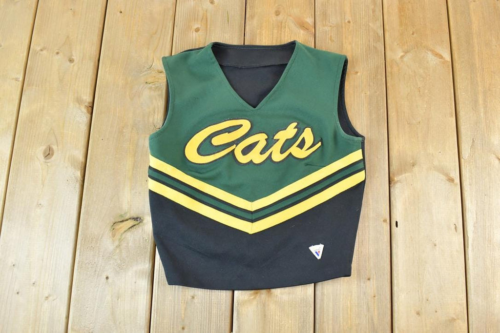 Vintage 1970s Cats Cheerleading Embroidered Outfit Jersey