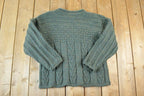 Vintage 1990s Donegal Wool Cable Knit Crewneck Sweater