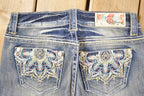 Vintage Deadstock Y2K Grace In LA Bedazzled Low Rise Jeans Women's Size 27 x 32