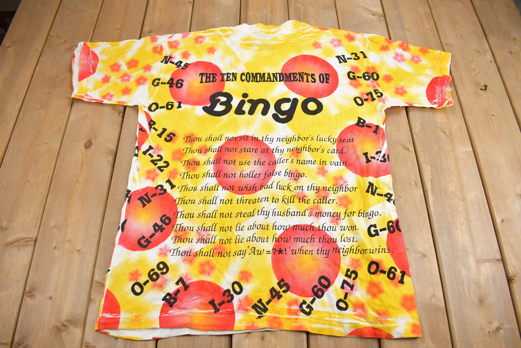 Vintage 1990s The Ten Commandments Of Bingo Graphic T Shirt