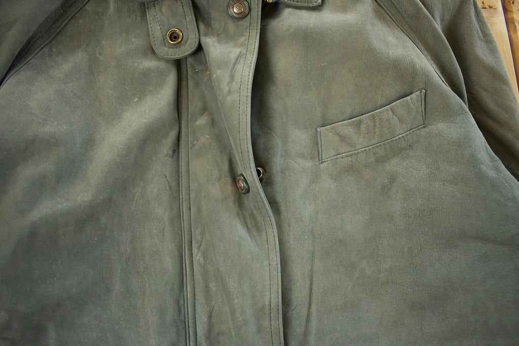 Vintage 1990s Adventure Bound Leather Trench Coat Men's Large