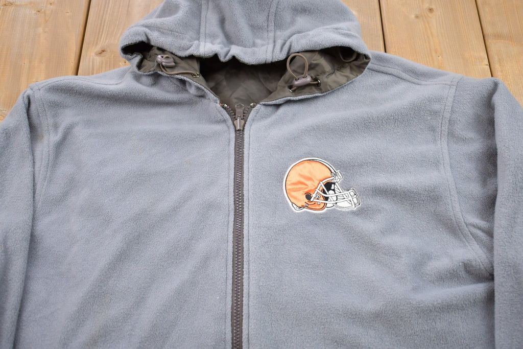 Vintage 1990s Cleveland Browns Reversible Fleece Windbreaker Jacket