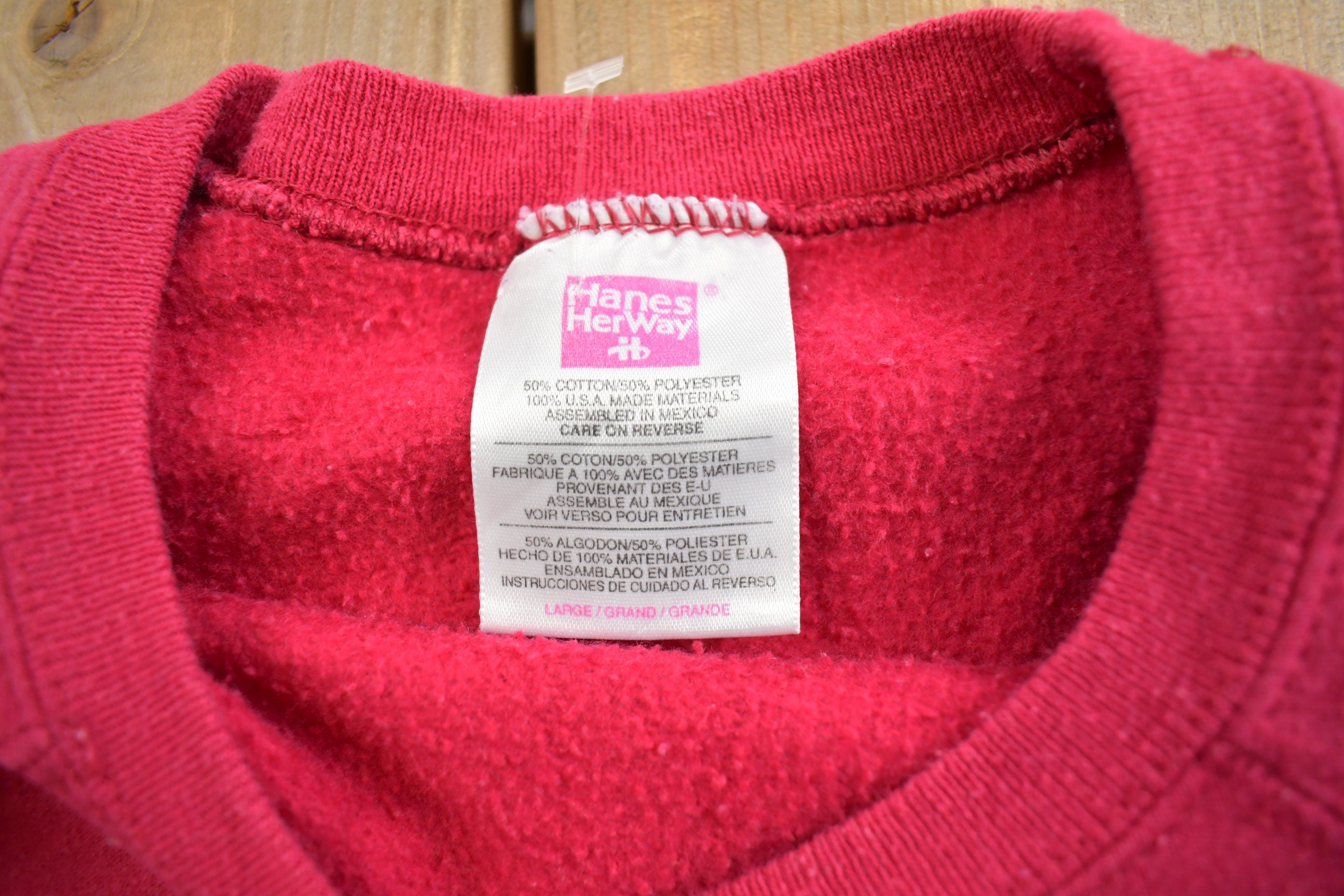 Vintage 1990s Hanes Her Way Pink Crewneck Sweatshirt Made In USA
