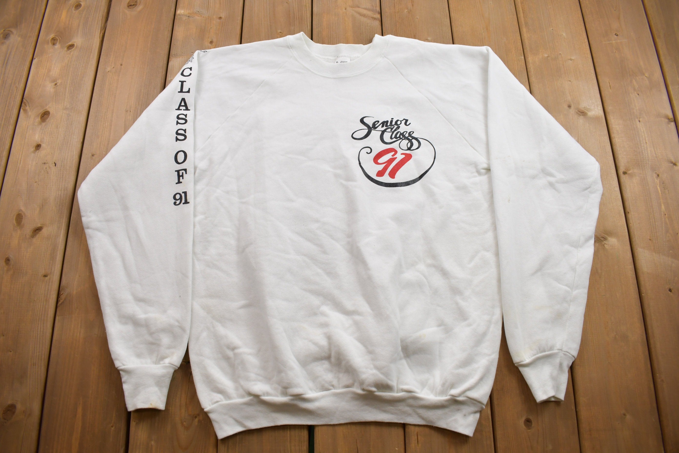 Vintage 1991 High School Graduation Senior Class Graphic Crewneck Sweatshirt