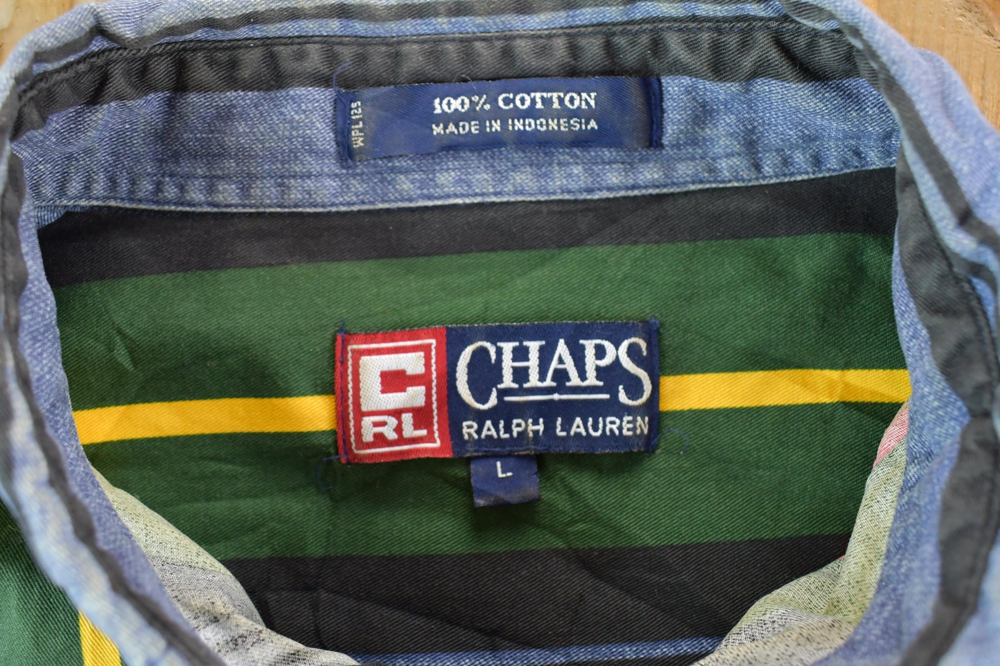 Vintage 1990s Chaps Ralph Lauren Nautical Button Up Shirt / Vintage Dress Shirt / Plaid Button Up / Cowboy Shirt / Preppy Button Up