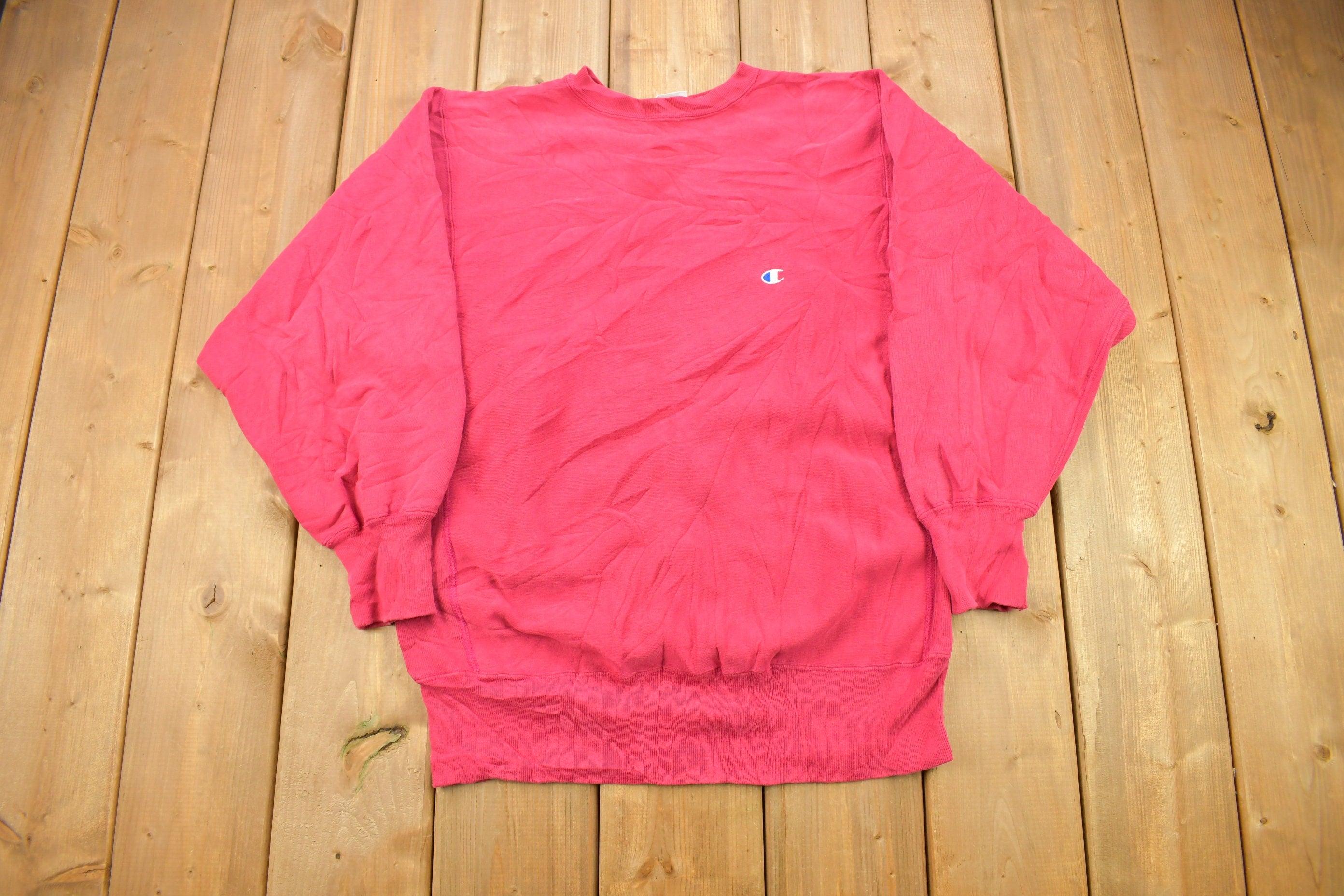 Vintage 1990s Blank Pink Champion Reverse Weave Crewneck
