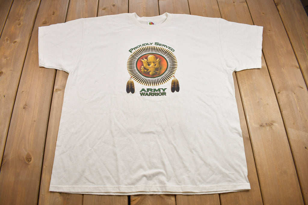Vintage 1990s Veteran Army Warrior Graphic T Shirt