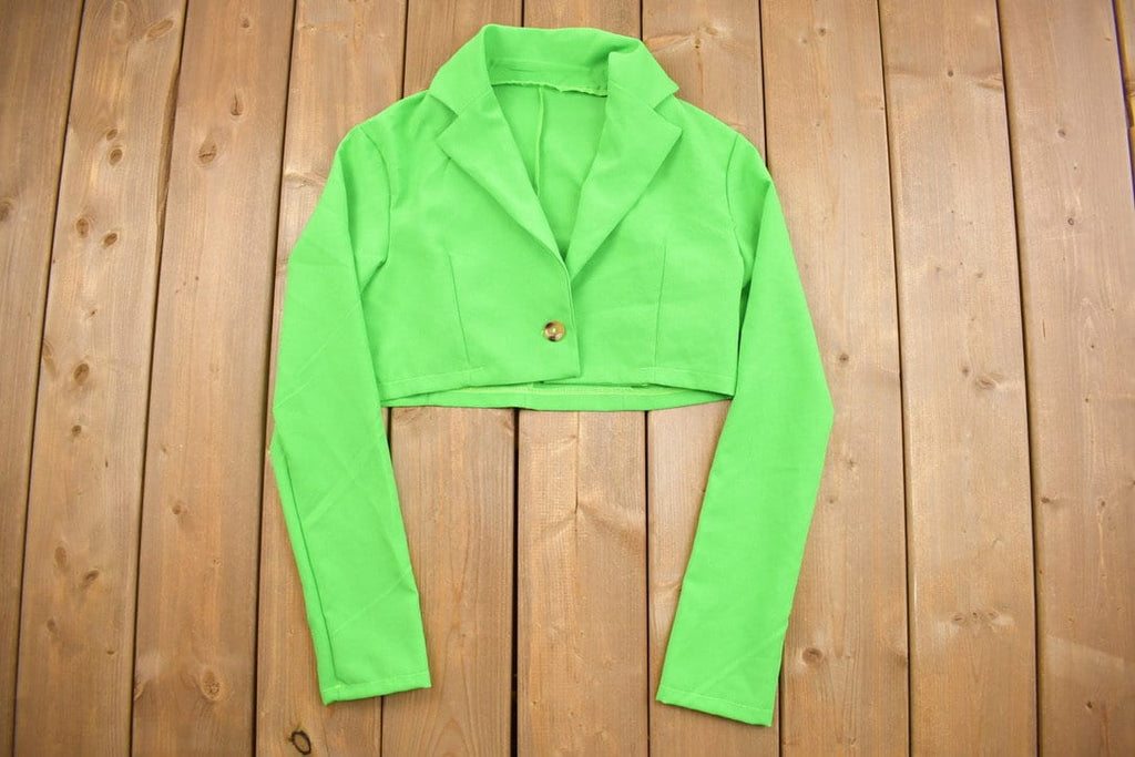 Vintage 1980s Neon Green High Cropped Blazer