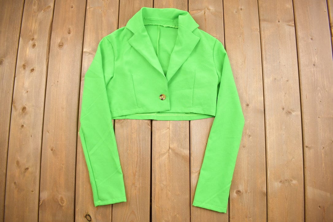 Vintage 1980s Neon Green High Cropped Blazer