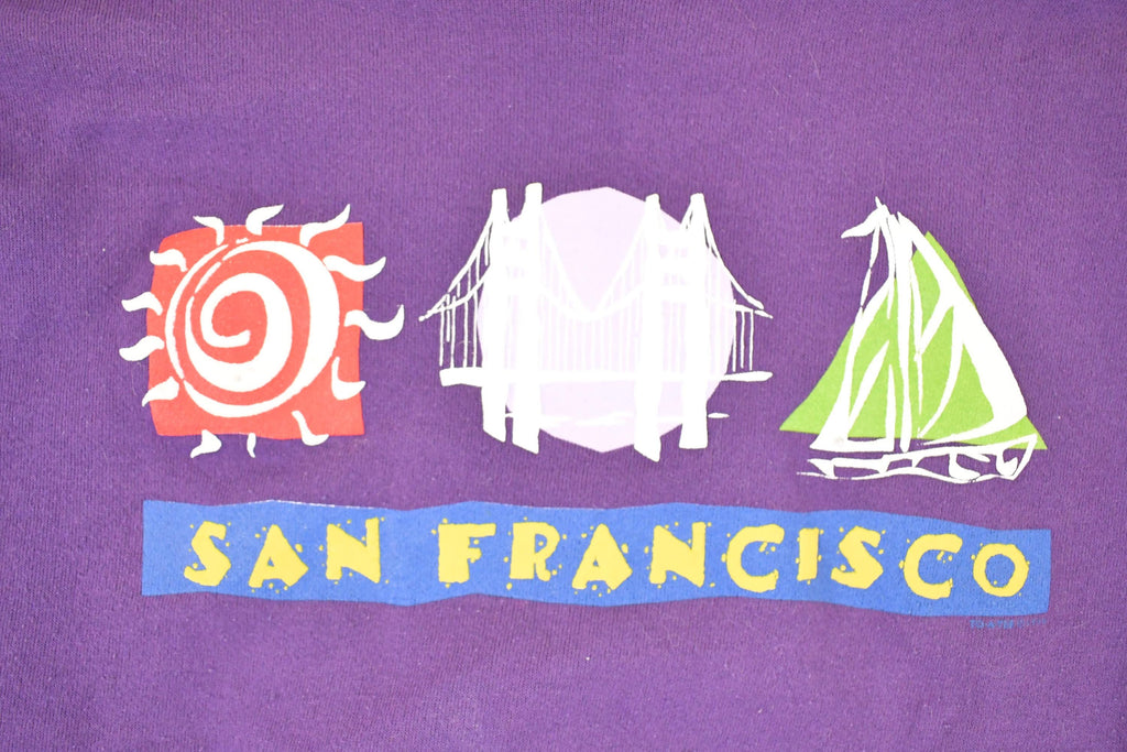 Vintage 1990s San Francisco Cartoon Graphic Print Crewneck Sweatshirt Men's L