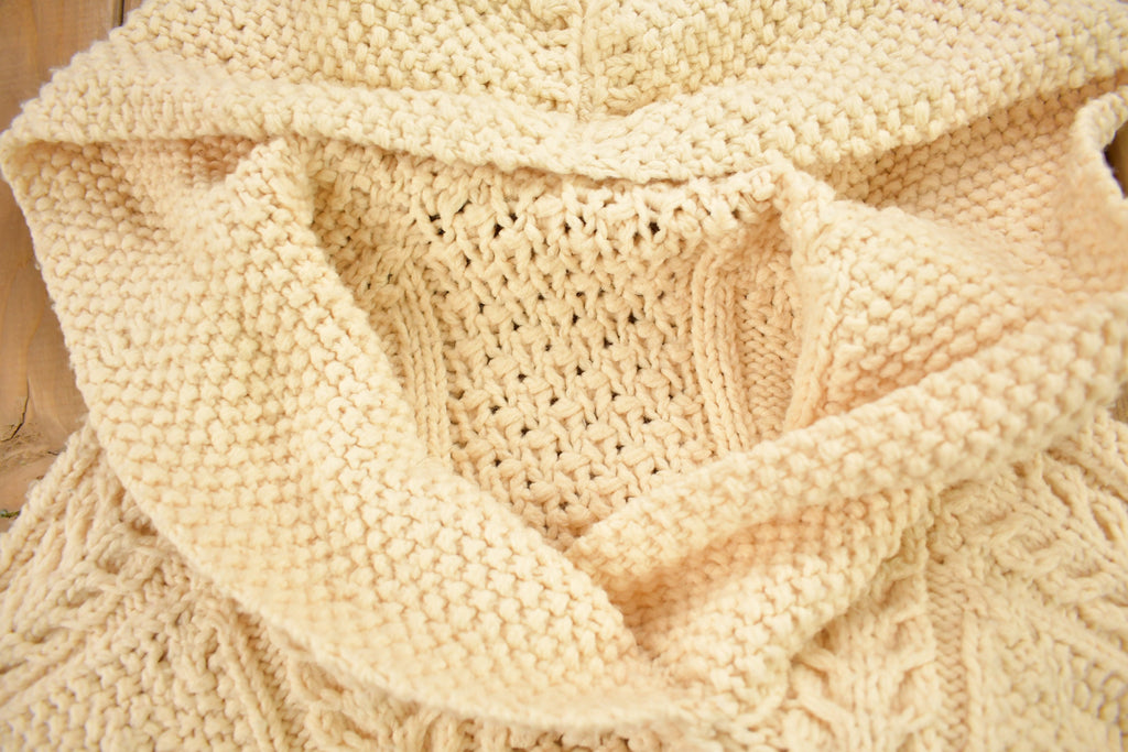 Vintage 1980s 3D Cable Knit Hoodie