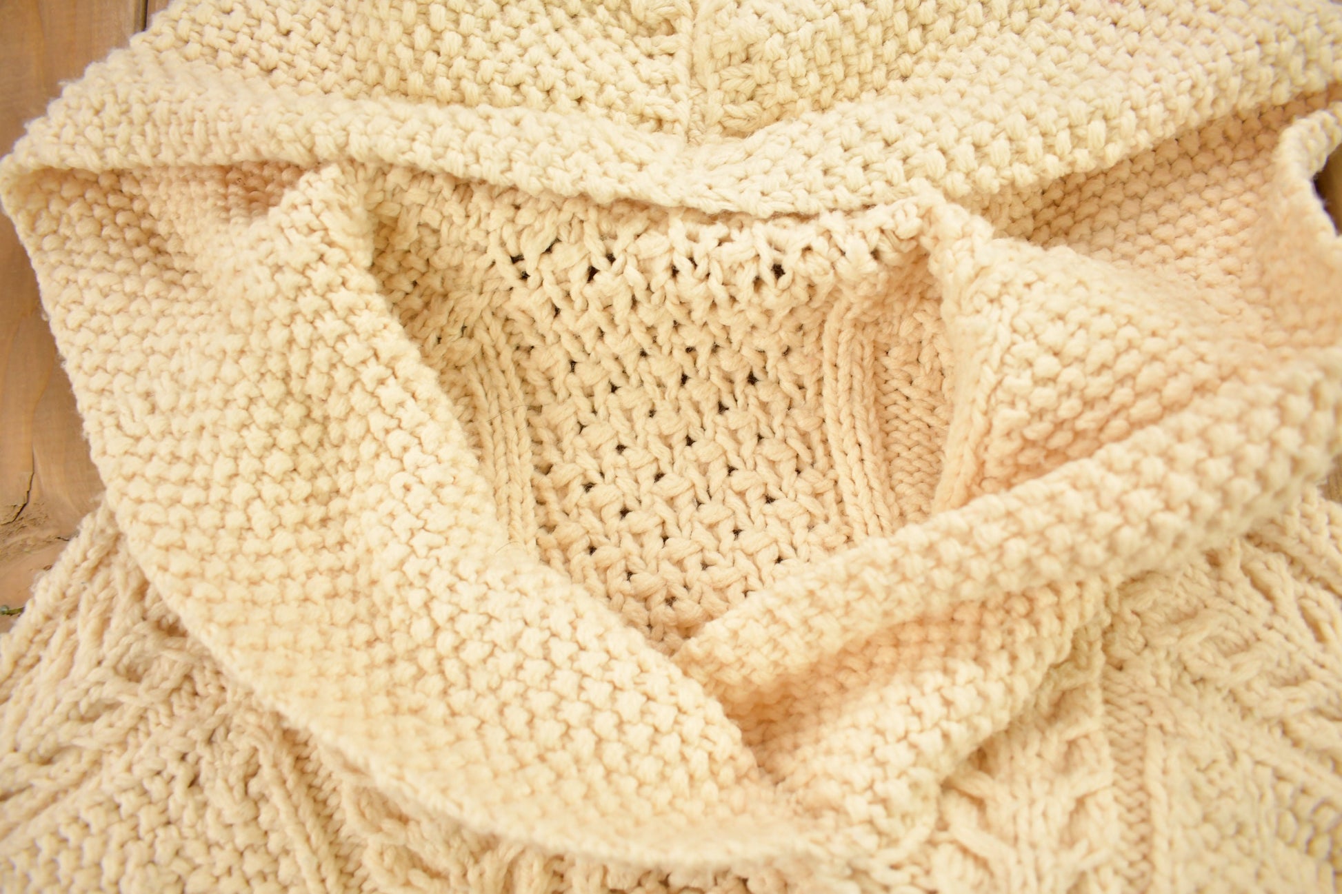 Vintage 1980s 3D Cable Knit Hoodie