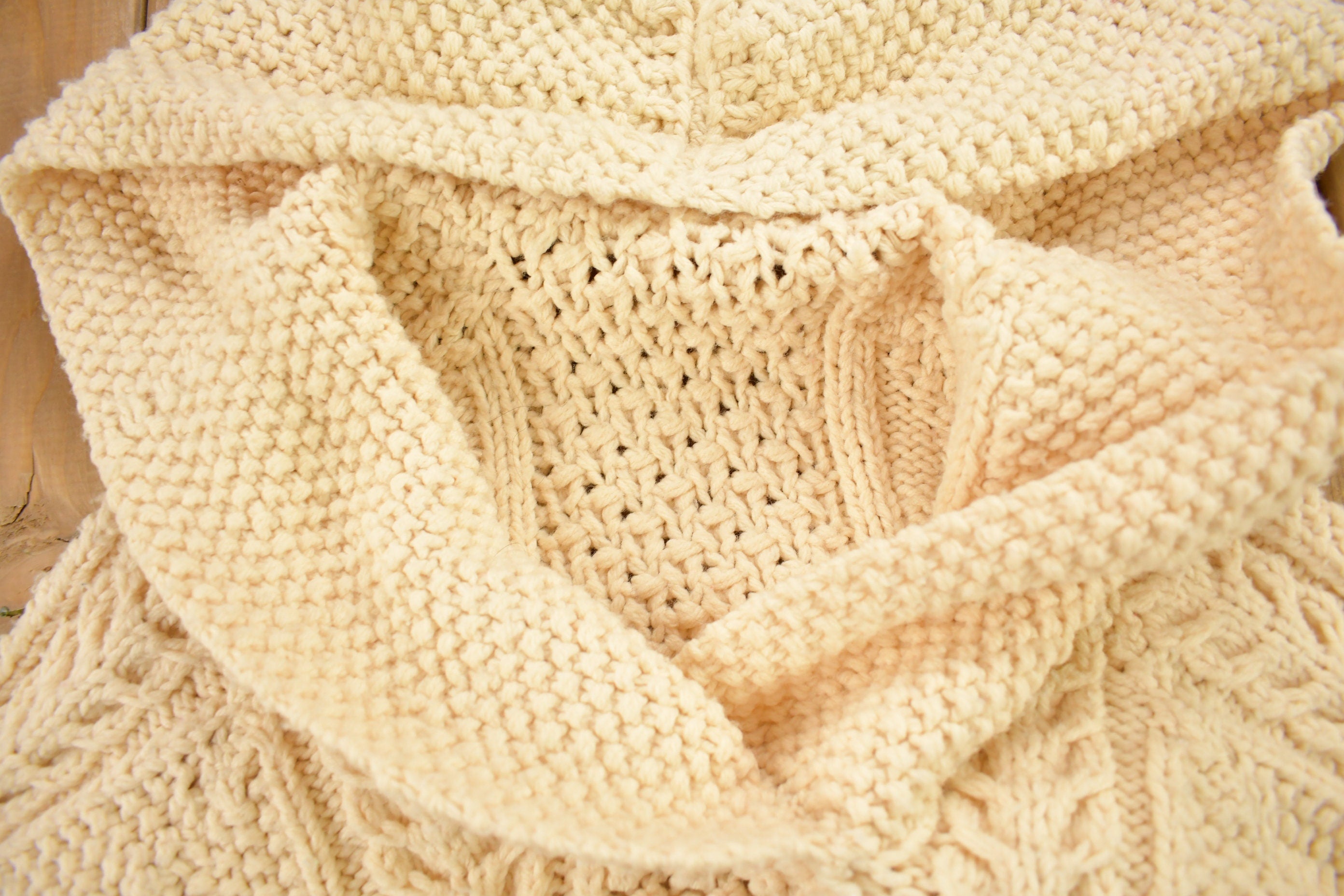 Vintage 1980s 3D Cable Knit Hoodie