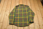 Vintage 1990s Outdoor Exchange Plaid Flannel Button Up Shirt 1990s Button Up