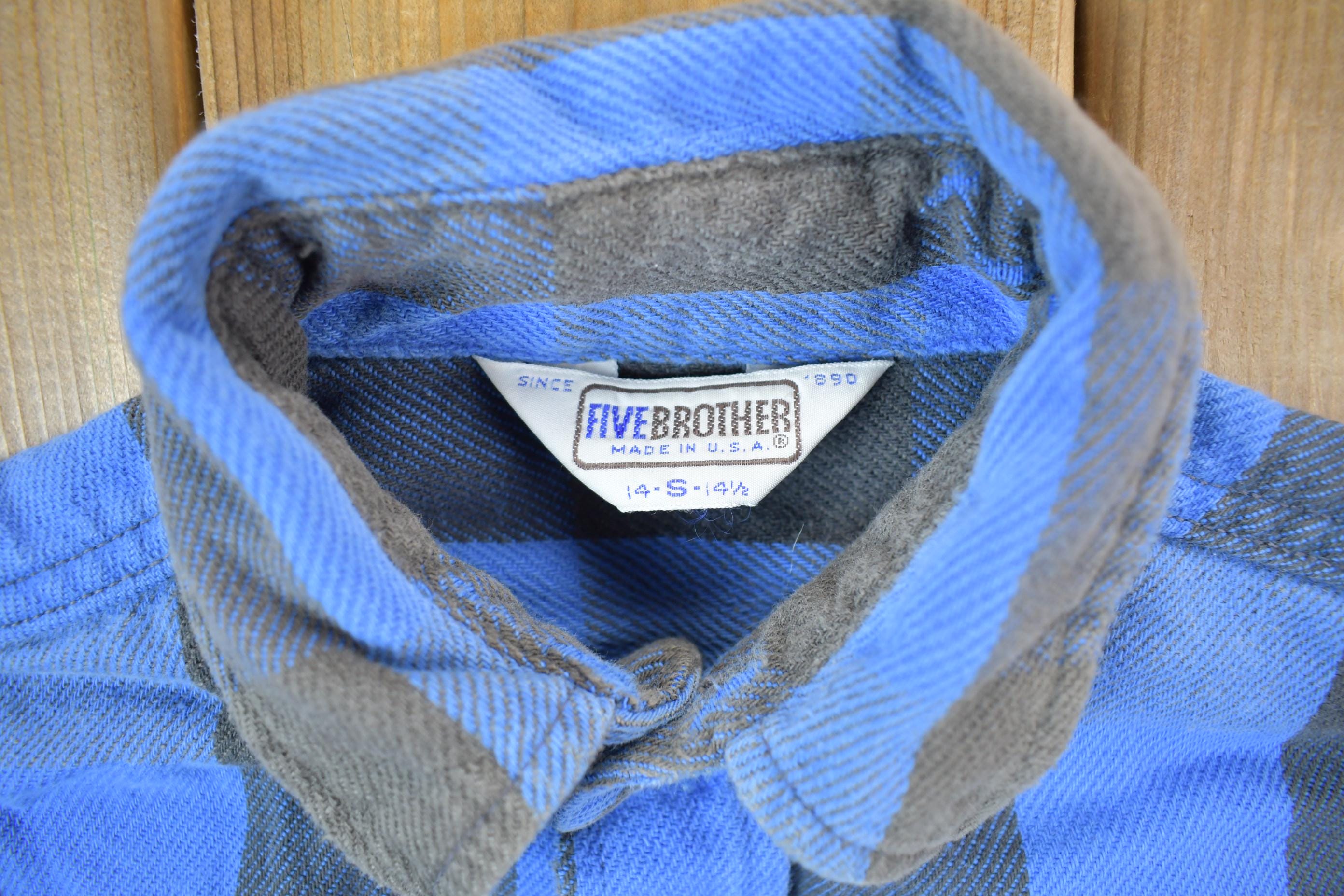 Vintage 1990s Blue Plaid Button Up Flannel Shirt