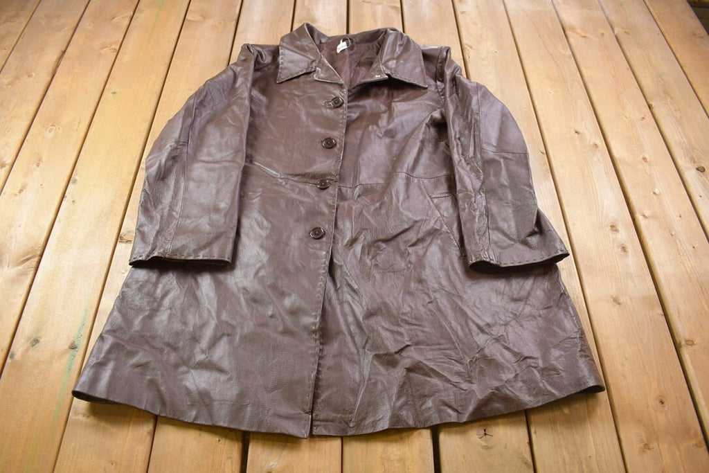 Vintage 1990s Jessica London Leather Jacket Button Up  Fall Outerwear  Leather Coat  Winter Outerwear  Streetwear Fashion