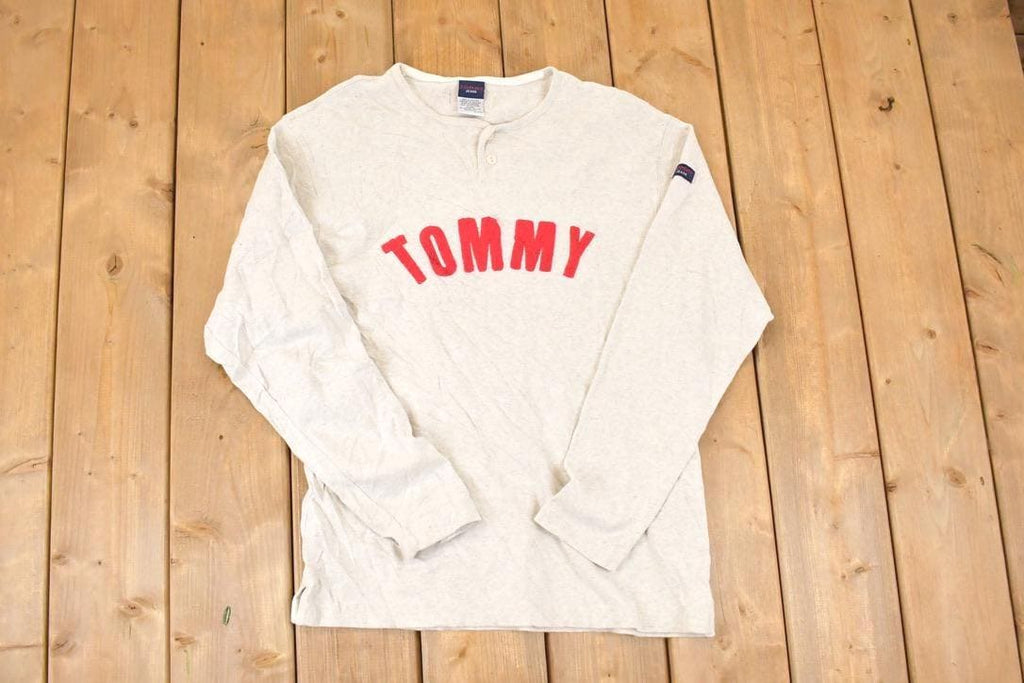 Vintage 1990s Tommy Jeans Loop Embroidered Text Logo Crewneck Sweatshirt Men's M