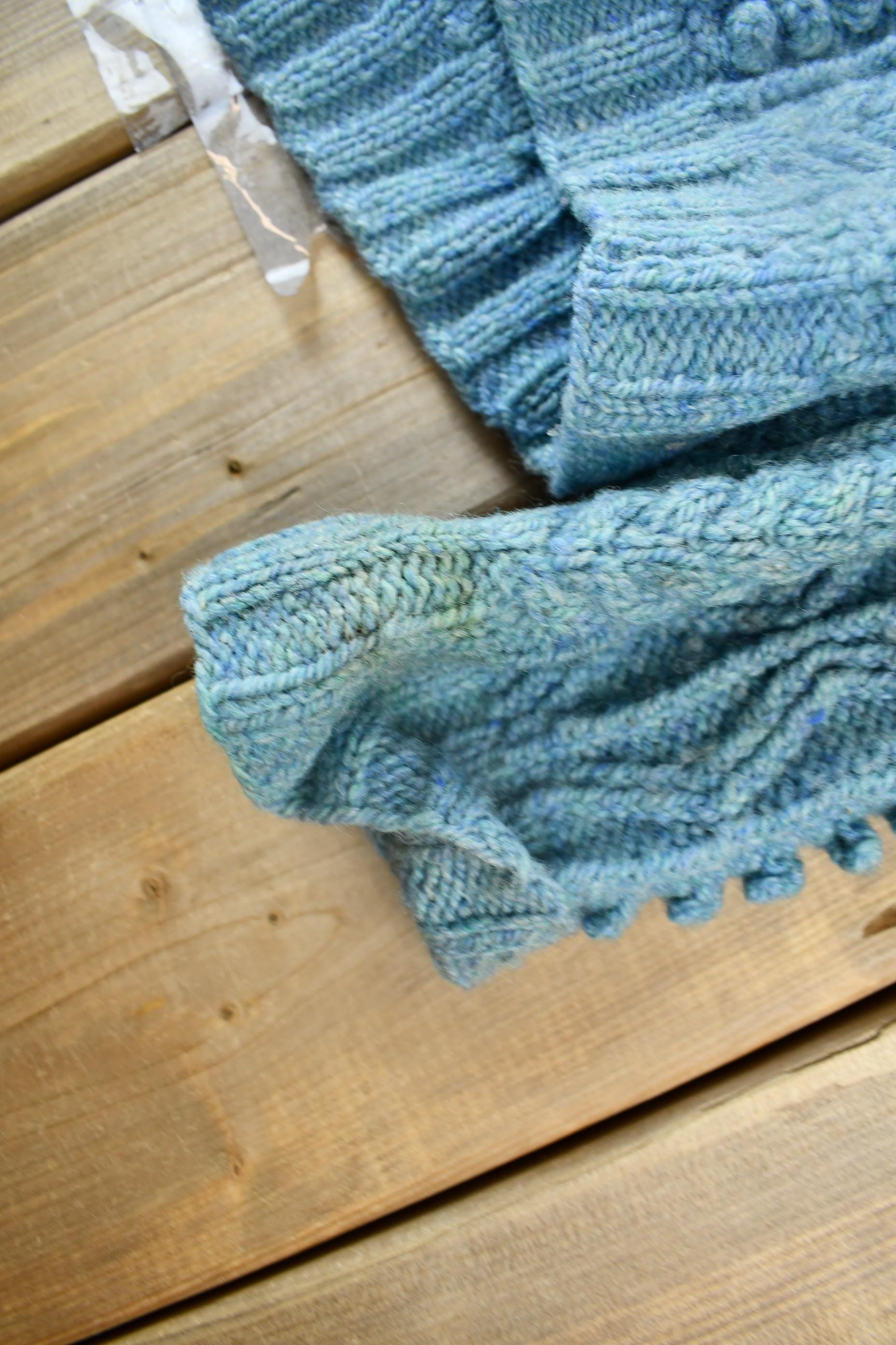 Vintage 1990s Blue Cable Knit Cardigan Sweater