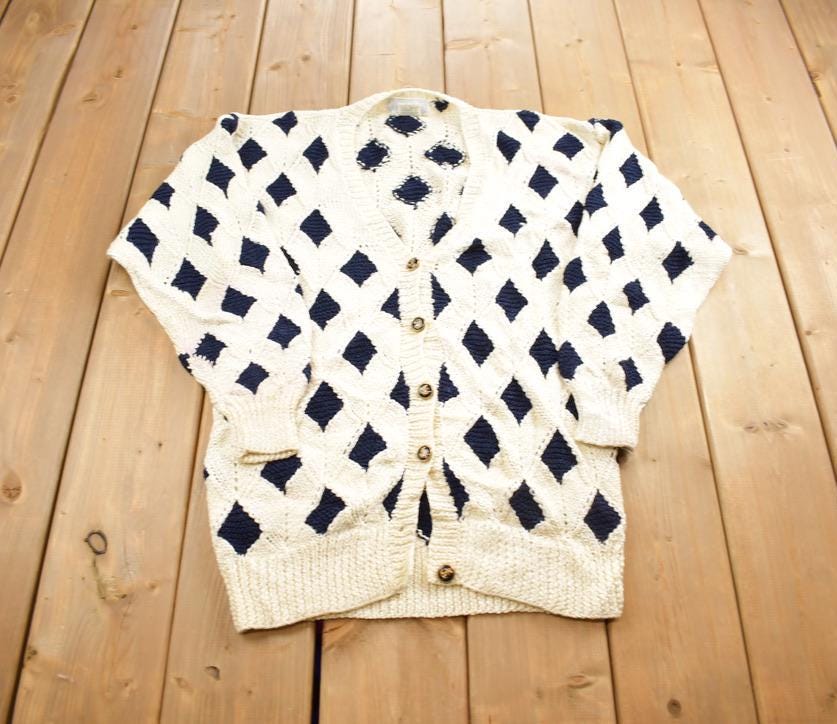 Vintage 1980s Nannell Knit Cardigan Sweater Made In USA