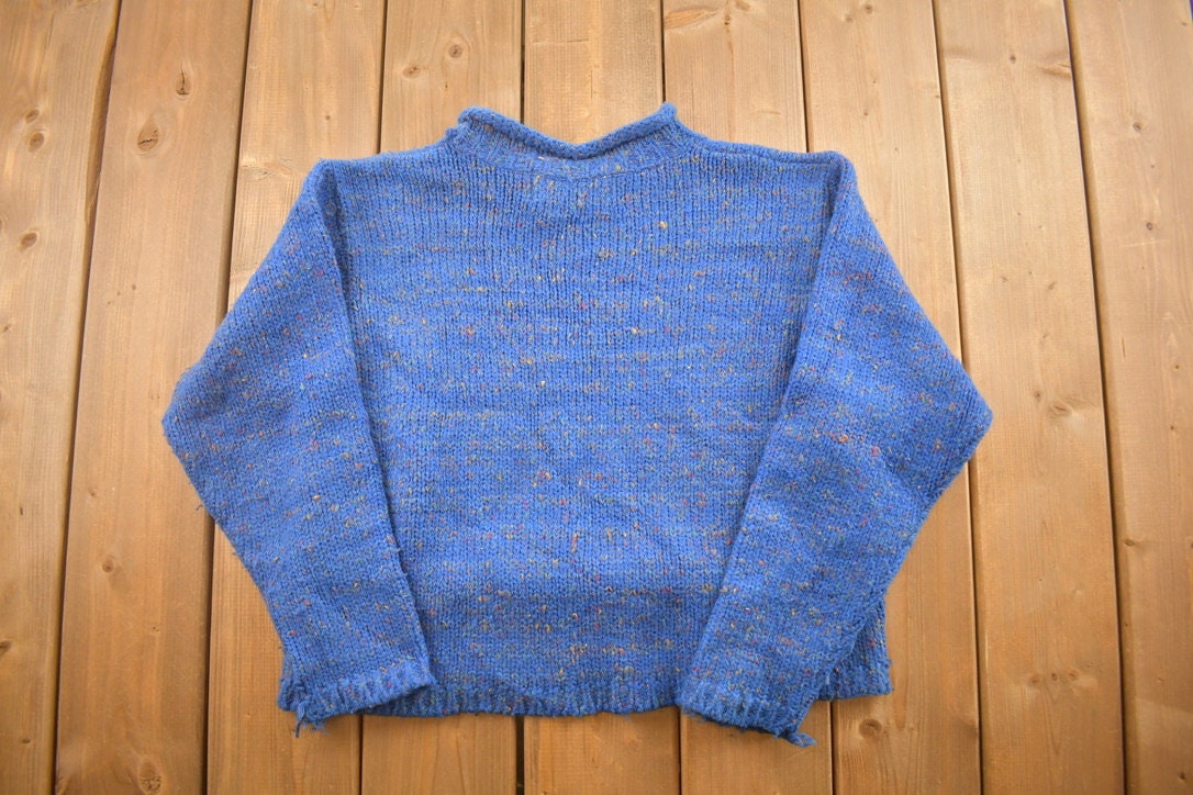 Vintage 1990s Jennifer Reed Knitted Blue Crewneck Sweater