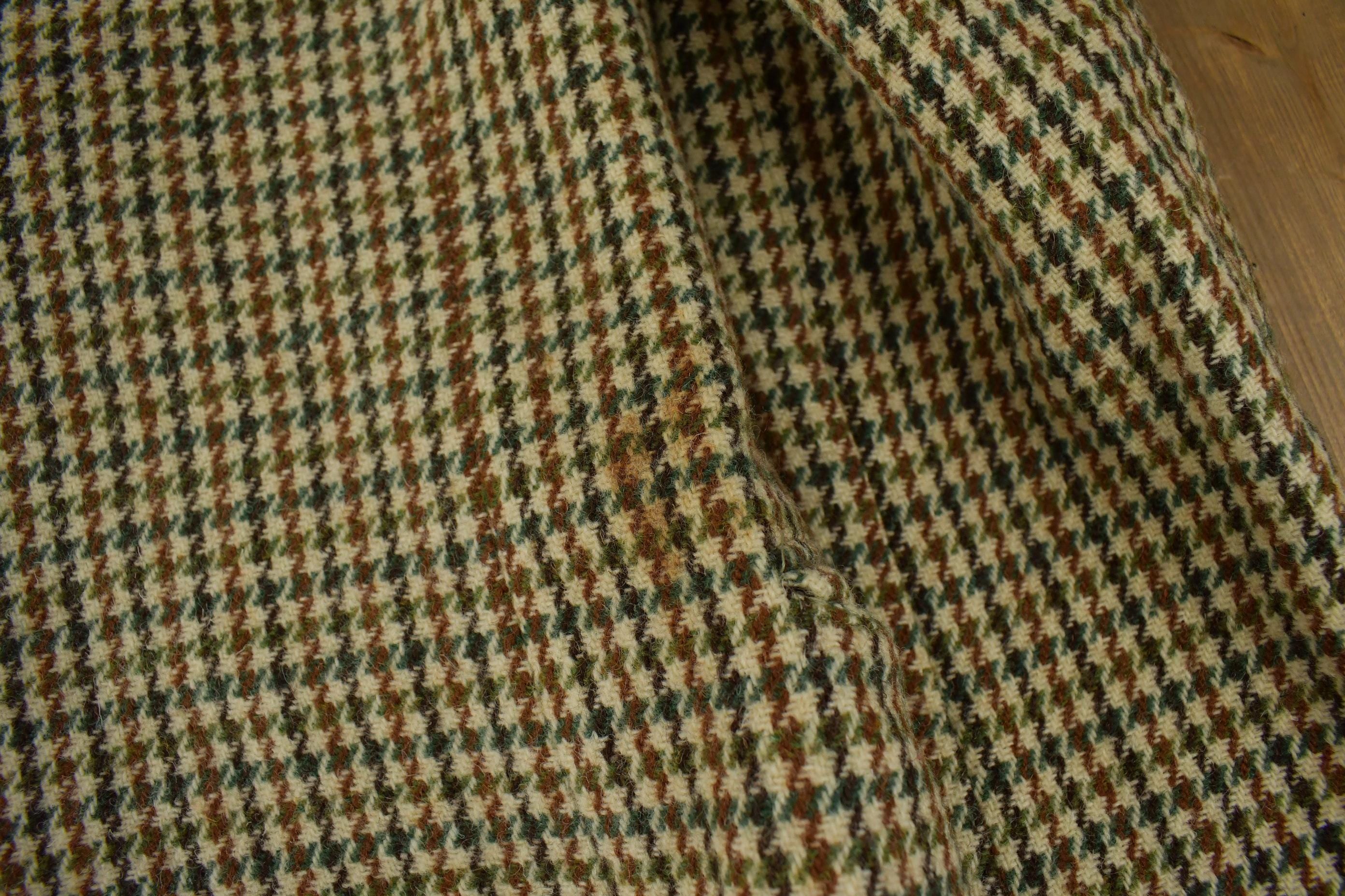 Vintage 1980s Harris Tweed Houndstooth 100% Wool Coat
