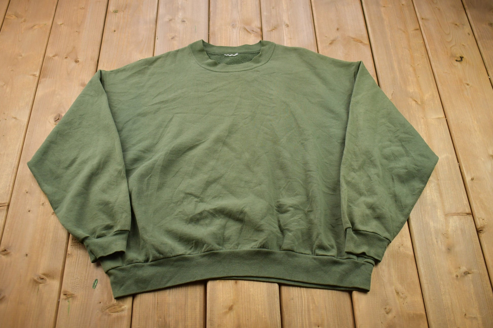Vintage 1990s Blank Military Green Crewneck Sweatshirt