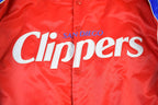 Vintage 2000s Hardwood Classics San Diego Clippers NBA Basketball Embroidered Snap Button Satin Bomber Jacket Mens 3XL