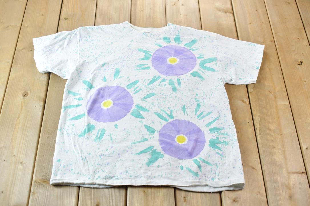 Vintage Hand-painted 1990s Single Stitch Graphic T-Shirt Made In USA