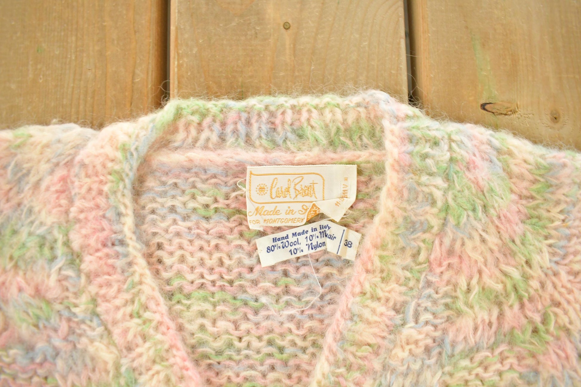 Vintage 1960s Carol Brent for Montgomery Ward Knit Mohair Wool Sweater Women's S