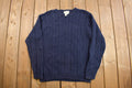 Vintage 1990s Eddie Bauer Cable Knit Crewneck Sweater  Vintage 90s Crewneck  All Over Pattern  Blue  Sweatshirt  Abstract Pattern