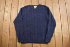 Vintage 1990s Eddie Bauer Cable Knit Crewneck Sweater  Vintage 90s Crewneck  All Over Pattern  Blue  Sweatshirt  Abstract Pattern