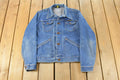 Vintage 1970s Wrangler Workwear Distressed Denim Trucker Jean Jacket Men's S