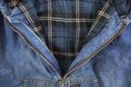 Vintage 1990s Rasco Denim Plaid Lined Fire Resistant Hooded Jacket Men's 2XL