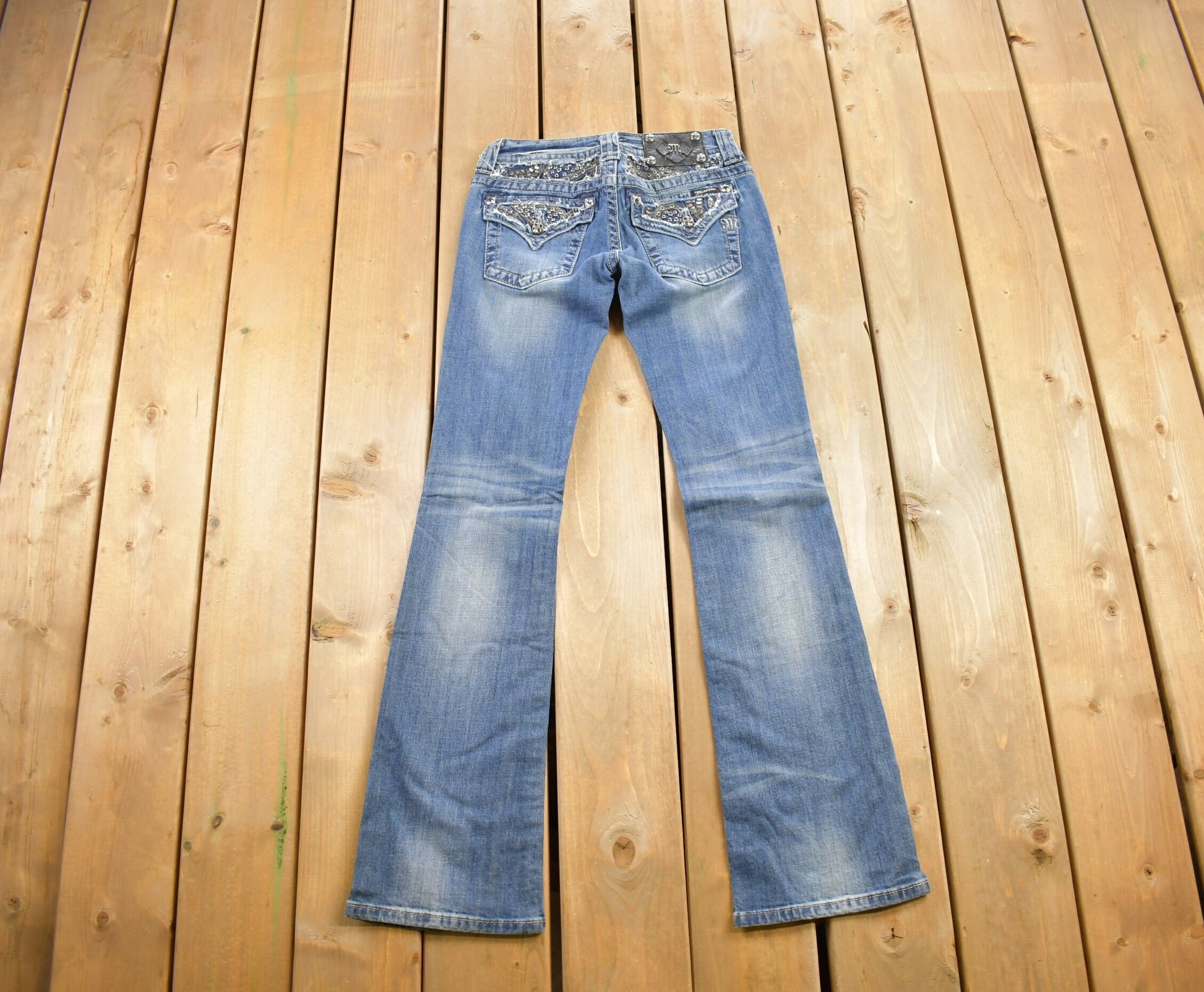 Vintage Y2K Miss Me Bedazzled Low Rise Jeans Size 26x32