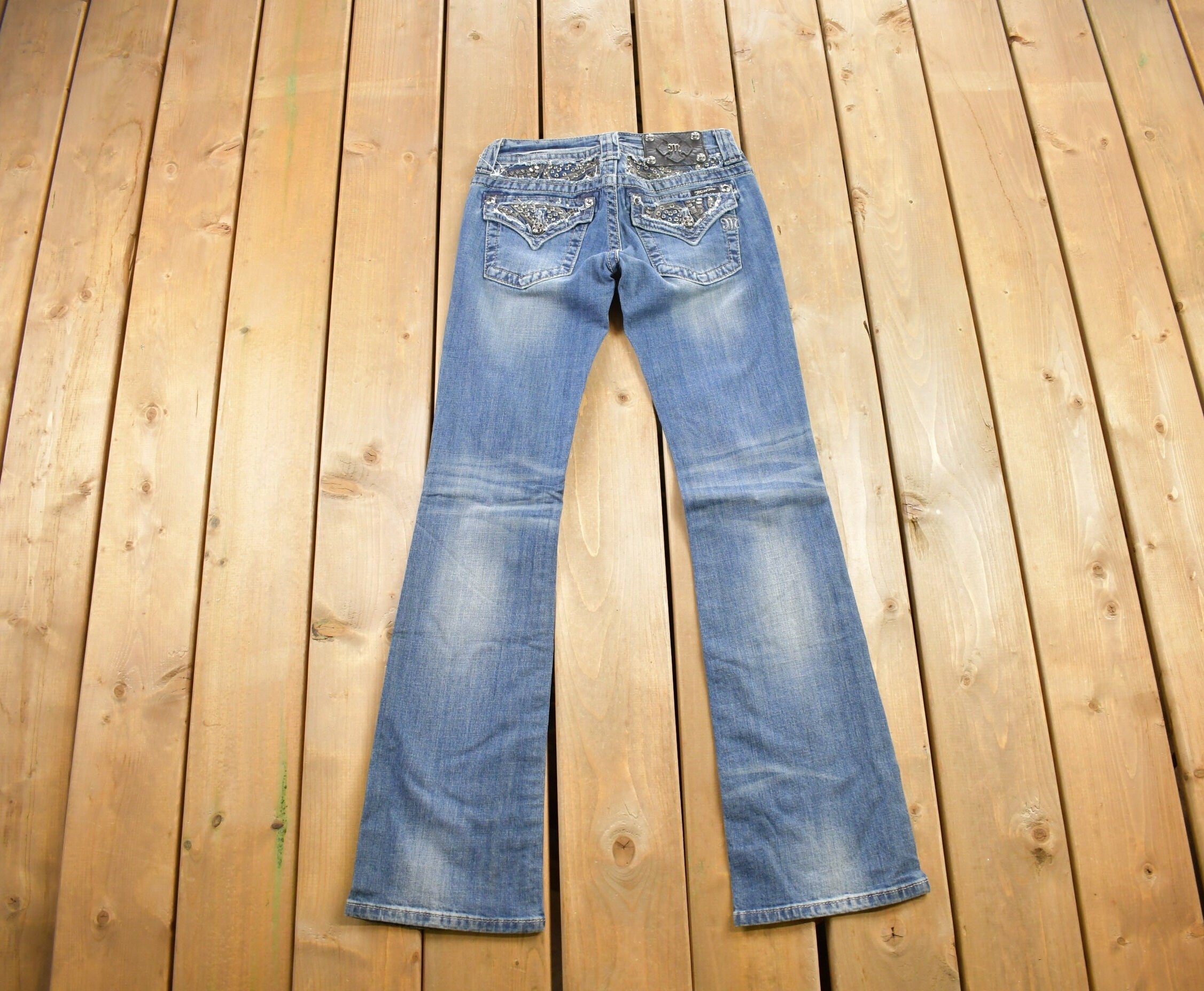 Vintage Y2K Miss Me Bedazzled Low Rise Jeans Size 26x32