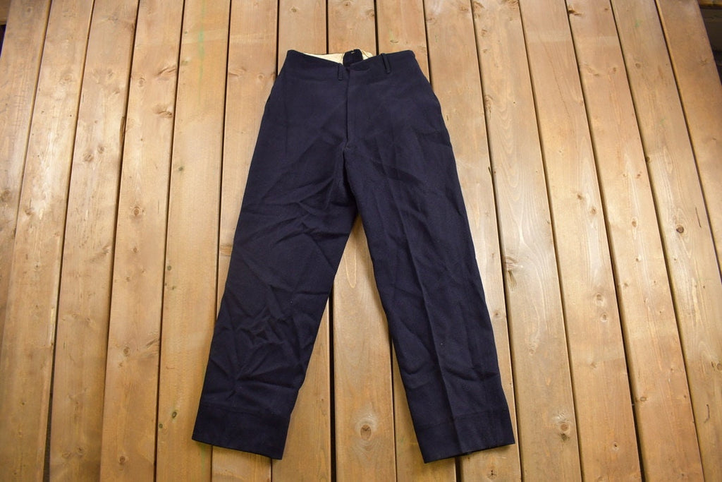 Vintage 1950 Wool Navy Blue Trousers