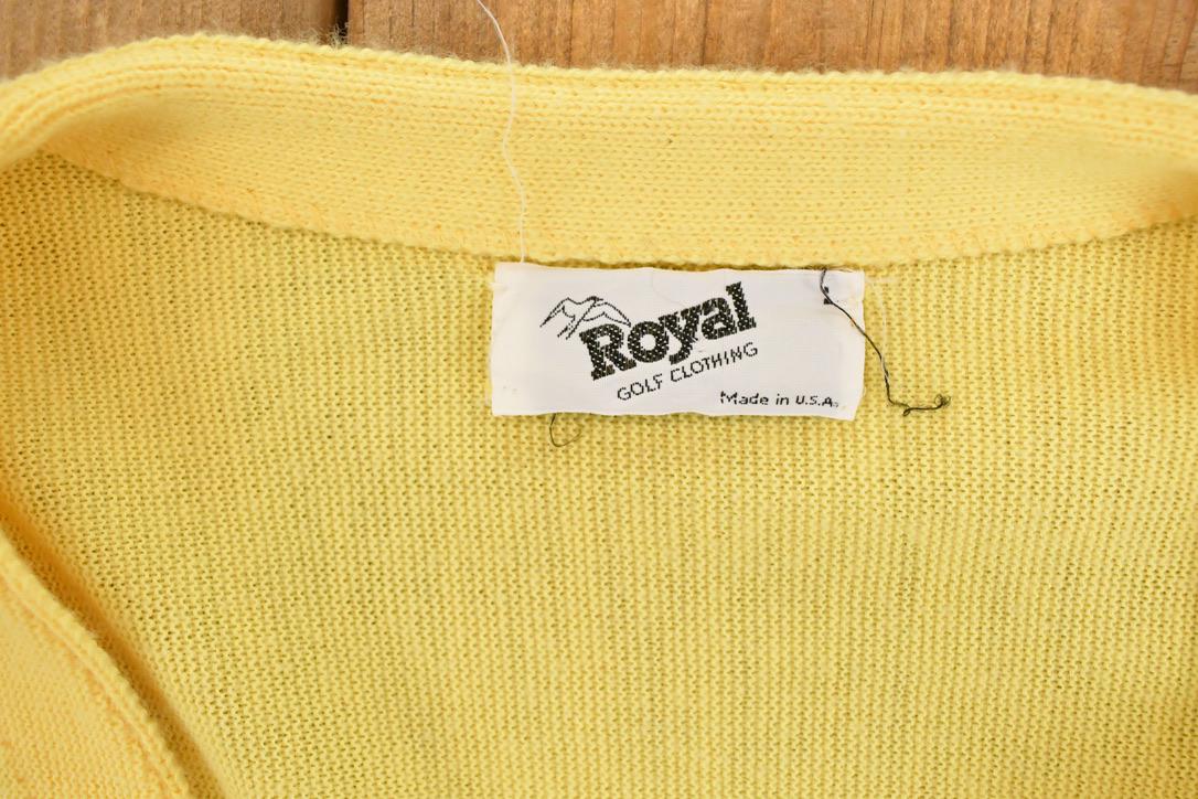 Vintage 1970s Royal Golf Clothing Cardigan Sweater Men's S