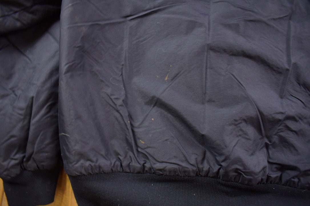 Vintage 1980s Columbia Sportswear Fleece Lined Black Satin Bomber Jacket