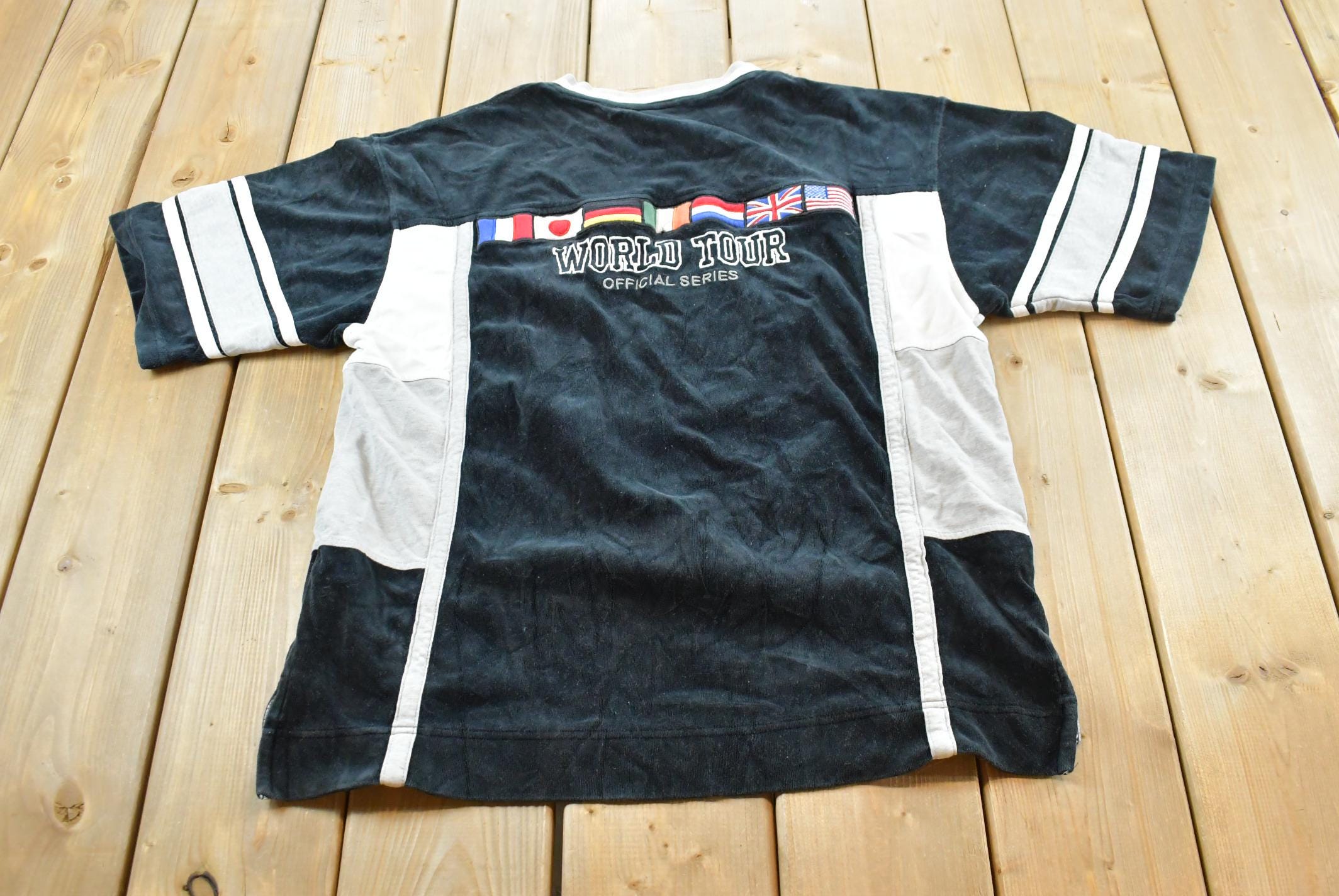 Vintage Y2K Shady LTD World Tour Velour Jersey T-Shirt Mens M / 00s Hip Hop T Shirt / 2000s Rap Tee / Eminem