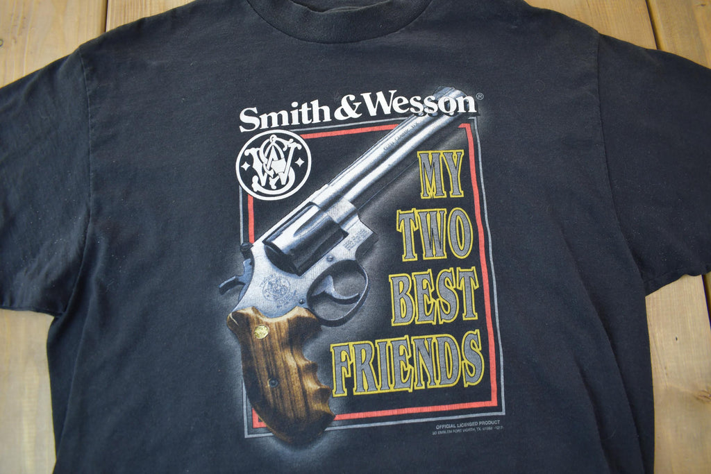 Vintage 1992 Smith & Wesson My Two Best Friends 3D Emblem T-Shirt
