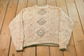 Vintage 1990s Liz Wear Knit Abstract Pattern Mockneck Sweater Womens L / 90s Crewneck / Preppy Knits