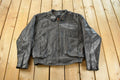 Vintage 1980s Hot Leathers Moto Cafe Racer Biker Leather Jacket Men's Large