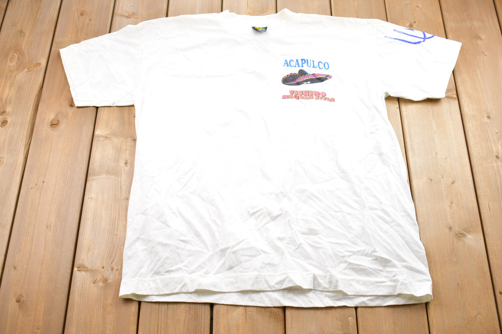 Vintage 1990s Acapulco Fishing Mexican Style Graphic T-Shirt