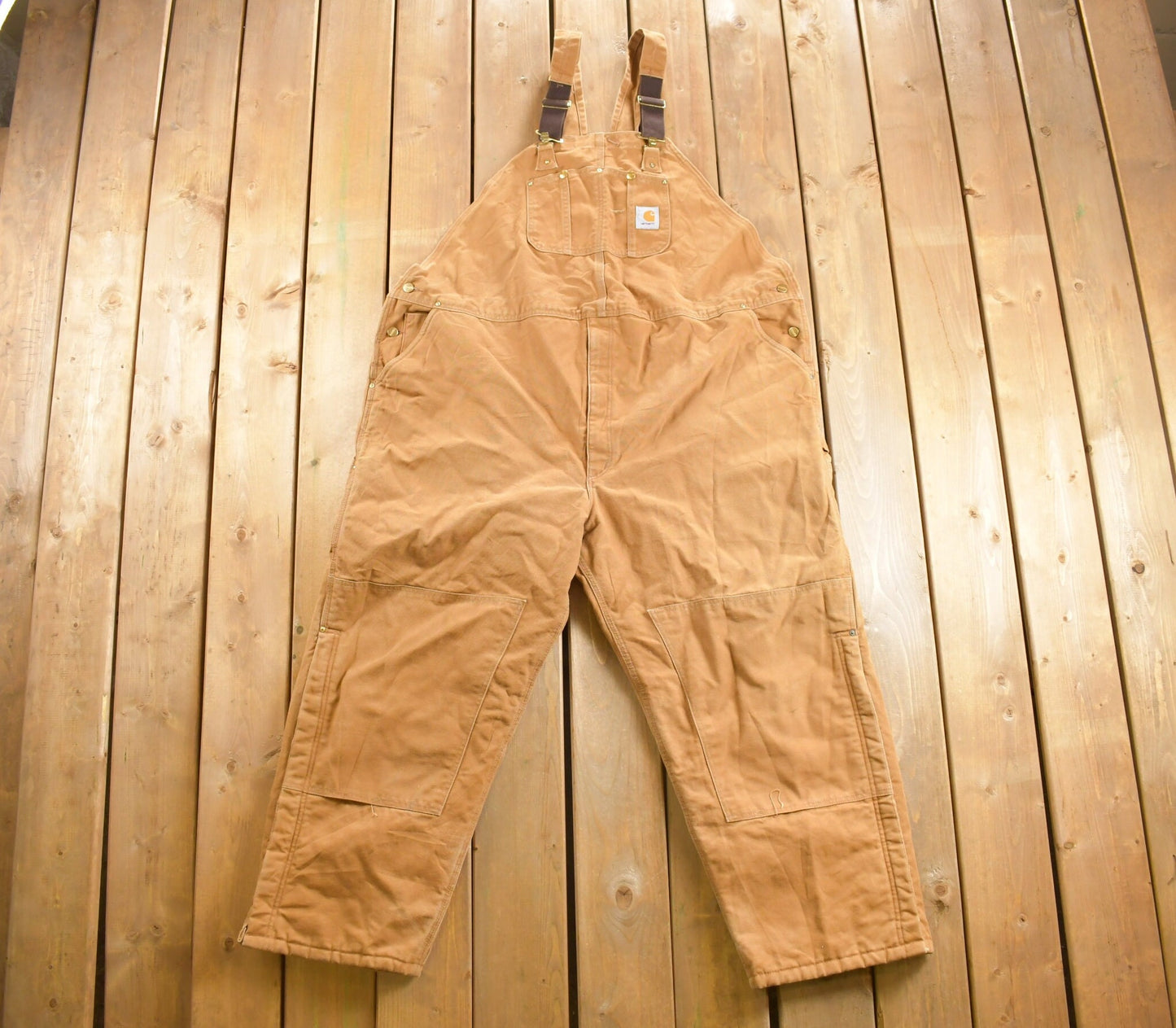 Vintage 1980s Carhartt Double Knee Quilted Canvas Overalls / Made In USA / Utility Overalls / Vintage Workwear / Duck Canvas