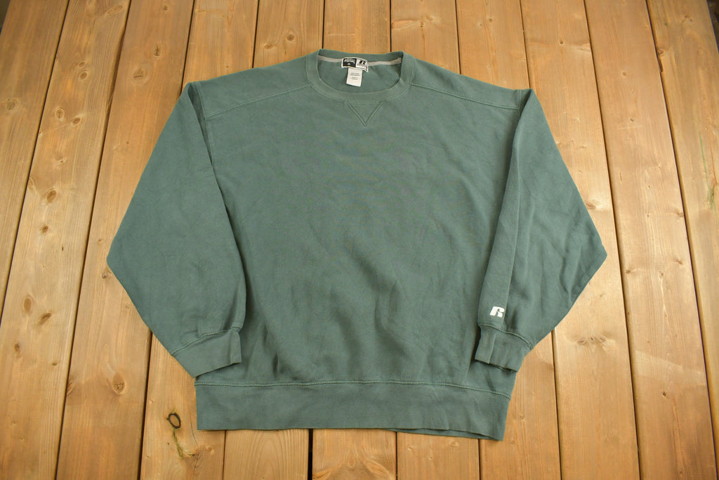 Vintage 1990s Russell Athletics Blank Green Crewneck Sweatshirt