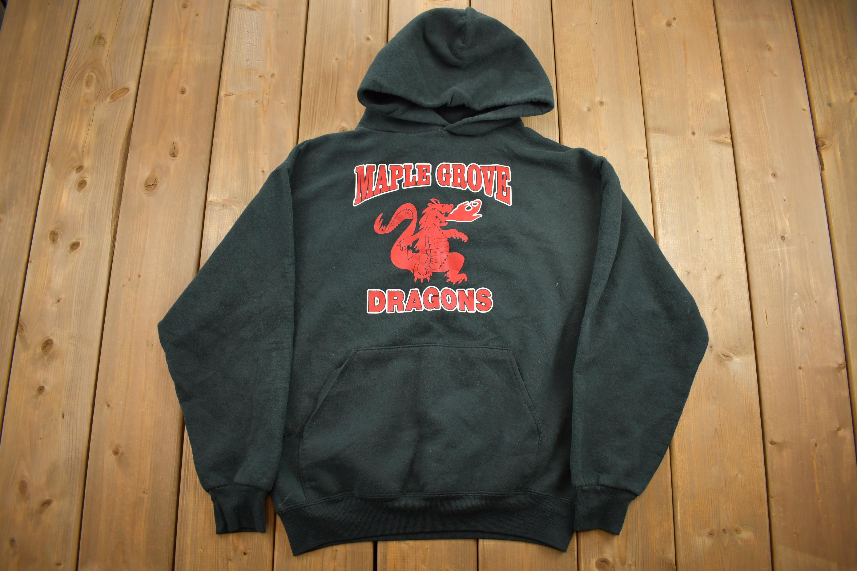 Vintage 2004 Y2K Maple Grove Dragons Hoodie Jerzees Super Sweats