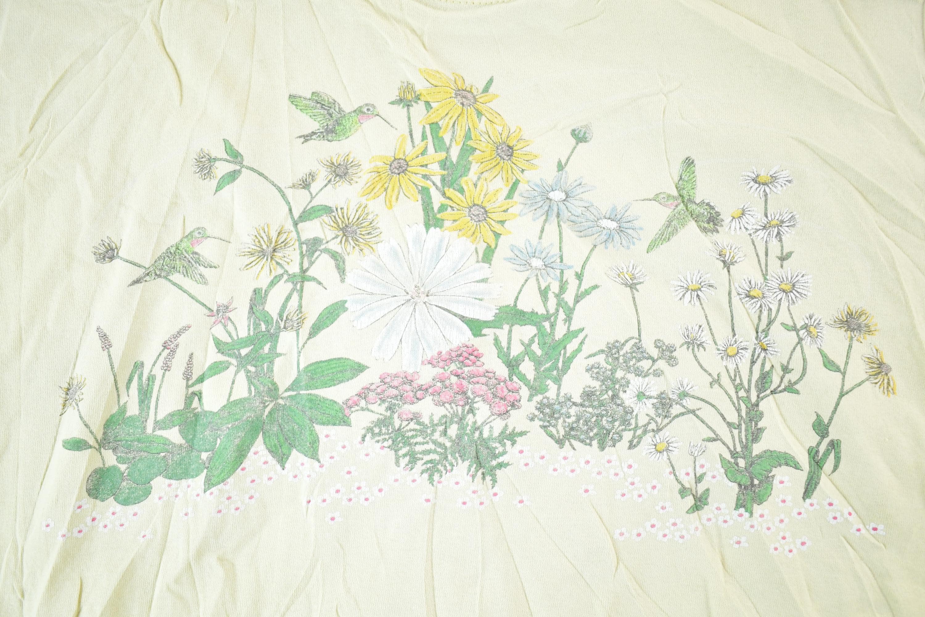 Vintage 1990s Souvenir Hummingbird Floral T-Shirt Women's XL