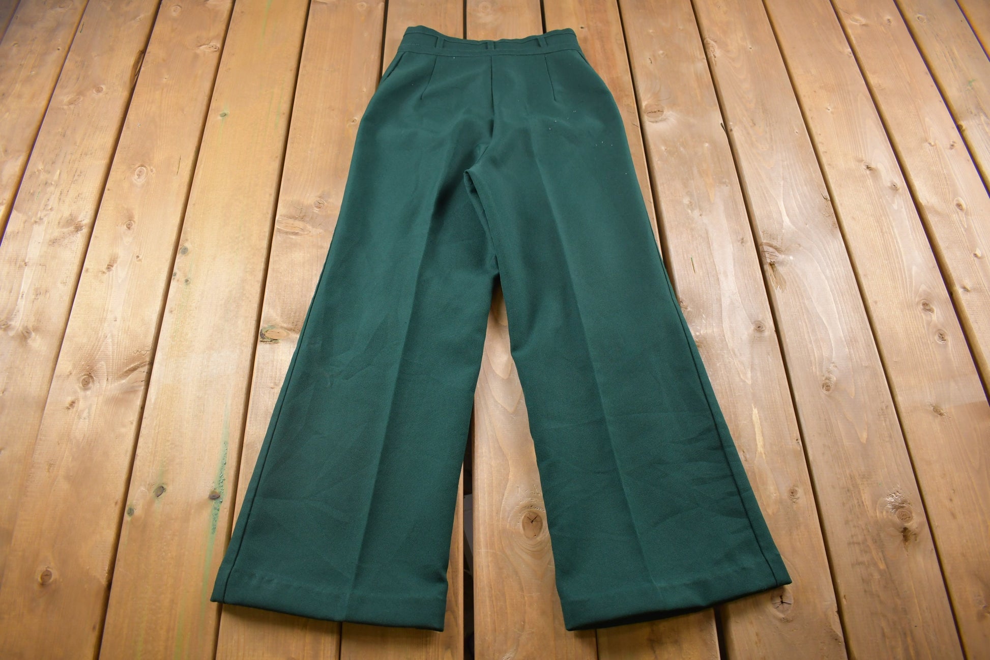 True Vintage 1970's Bellbottoms Green Pants 24 x 25