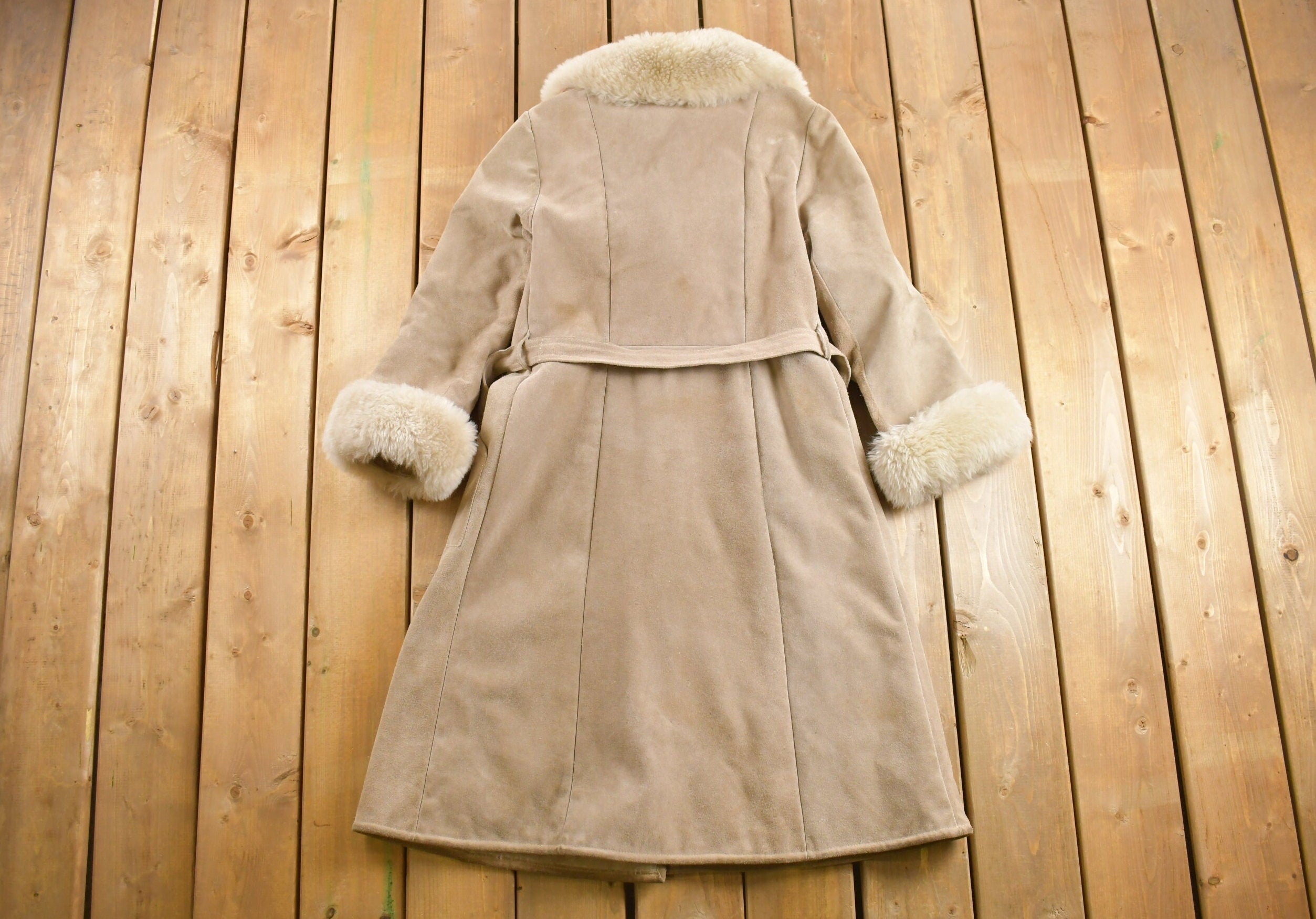 Vintage 1960s Fur Collared Suede Leather Jacket