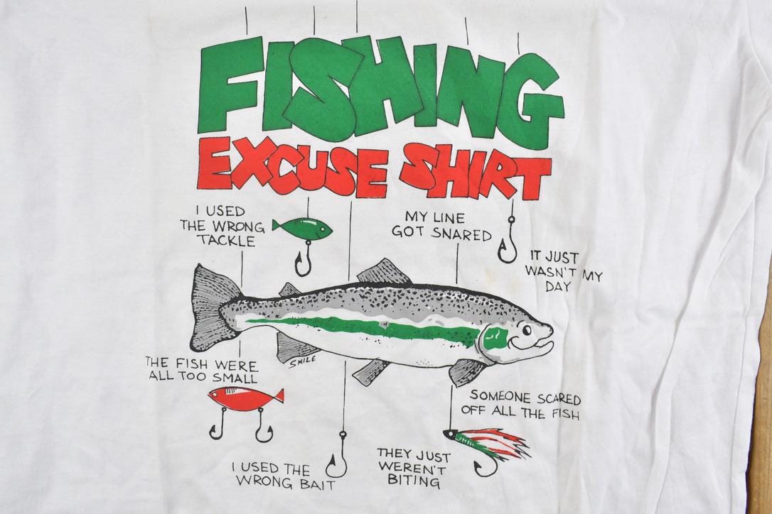 Vintage 1990s Fishing Excuse Graphic T-Shirt